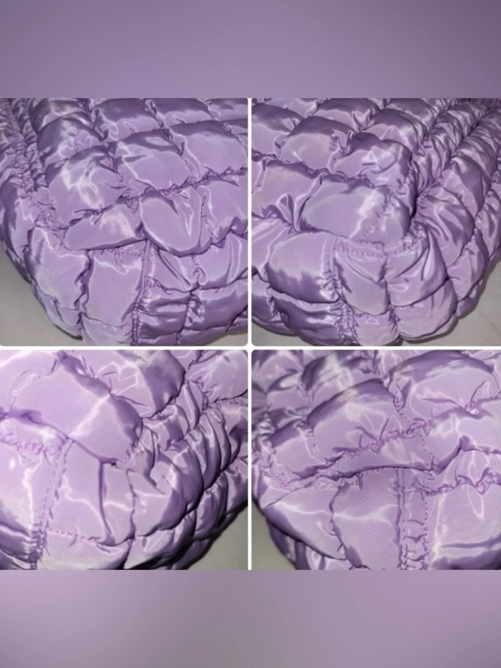 Quilted Puffer Hobo Shoulder Bag Purple Lanvender NWOT